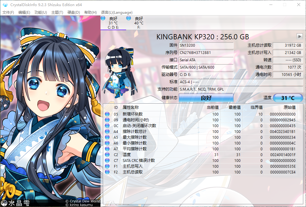CrystalDiskInfo下载｜硬盘健康检测 SSD机械硬盘S.M.A.R.T监控工具